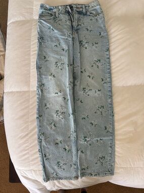 wild fable Light Blue Floral Straight-Leg Jeans